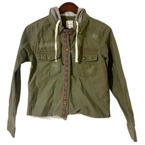 Hippie Rose Army Green Embroidered Crop Jacket!